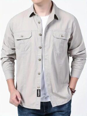 Men’s Cargo Jacket Shirt | 100% Cotton